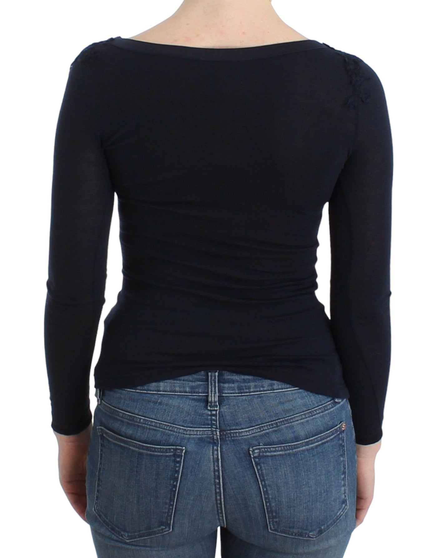 Ermanno Scervino Dessous Blau Top Bluse Pullover Spitze Rayon
