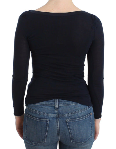 Ermanno Scervino Dessous Blau Top Bluse Pullover Spitze Rayon