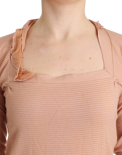 Ermanno Scervino Orangefarbenes gestreiftes langärmeliges Top aus Wollmischung