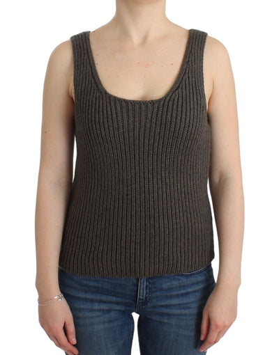 Ermanno Scervino Graues Strickoberteil Strickpullover aus Merinowolle