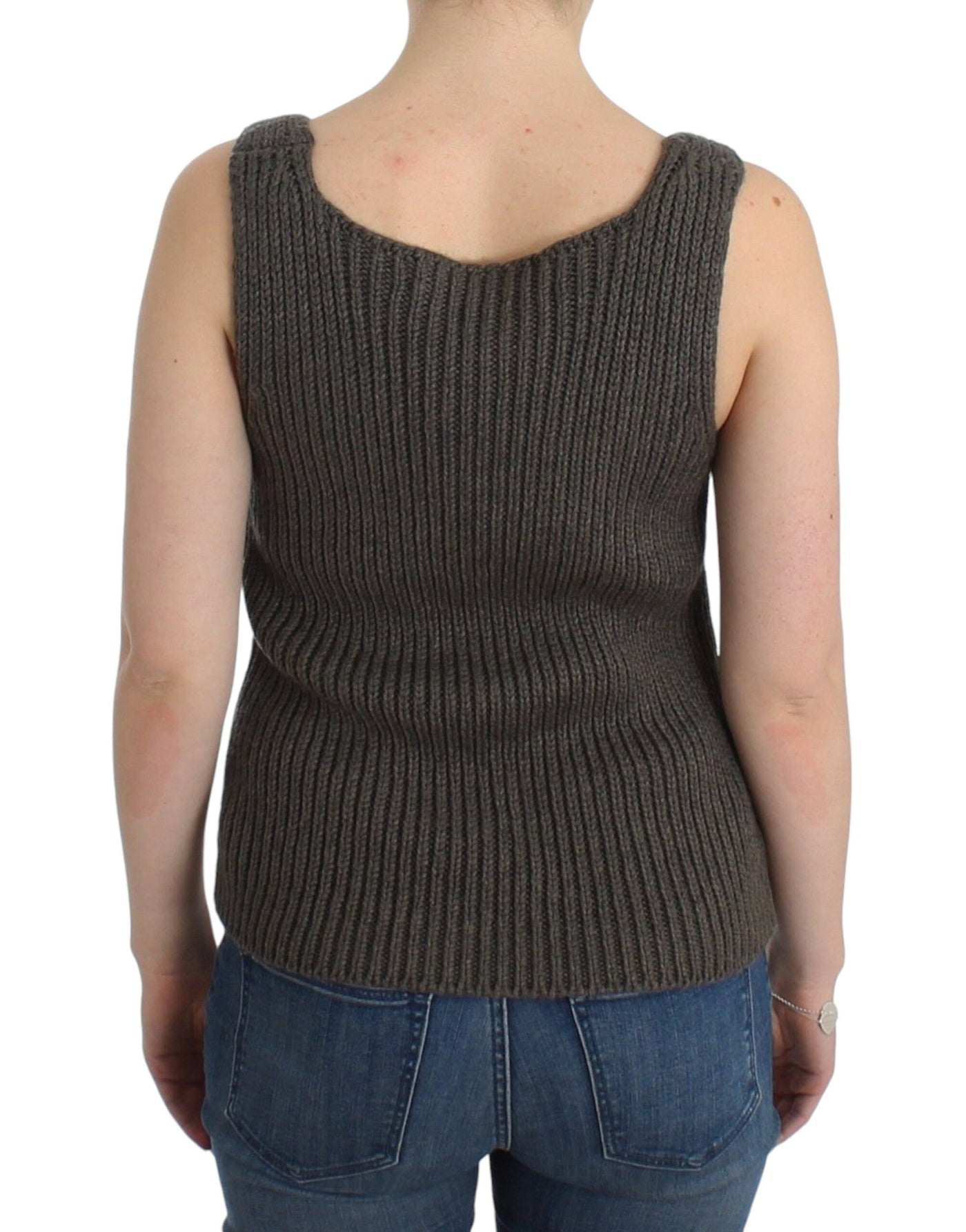 Ermanno Scervino Graues Strickoberteil Strickpullover aus Merinowolle