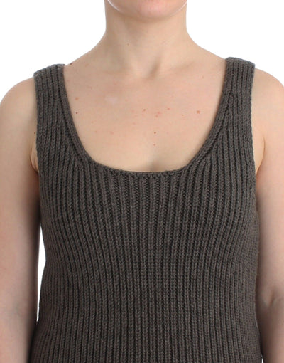 Ermanno Scervino Graues Strickoberteil Strickpullover aus Merinowolle