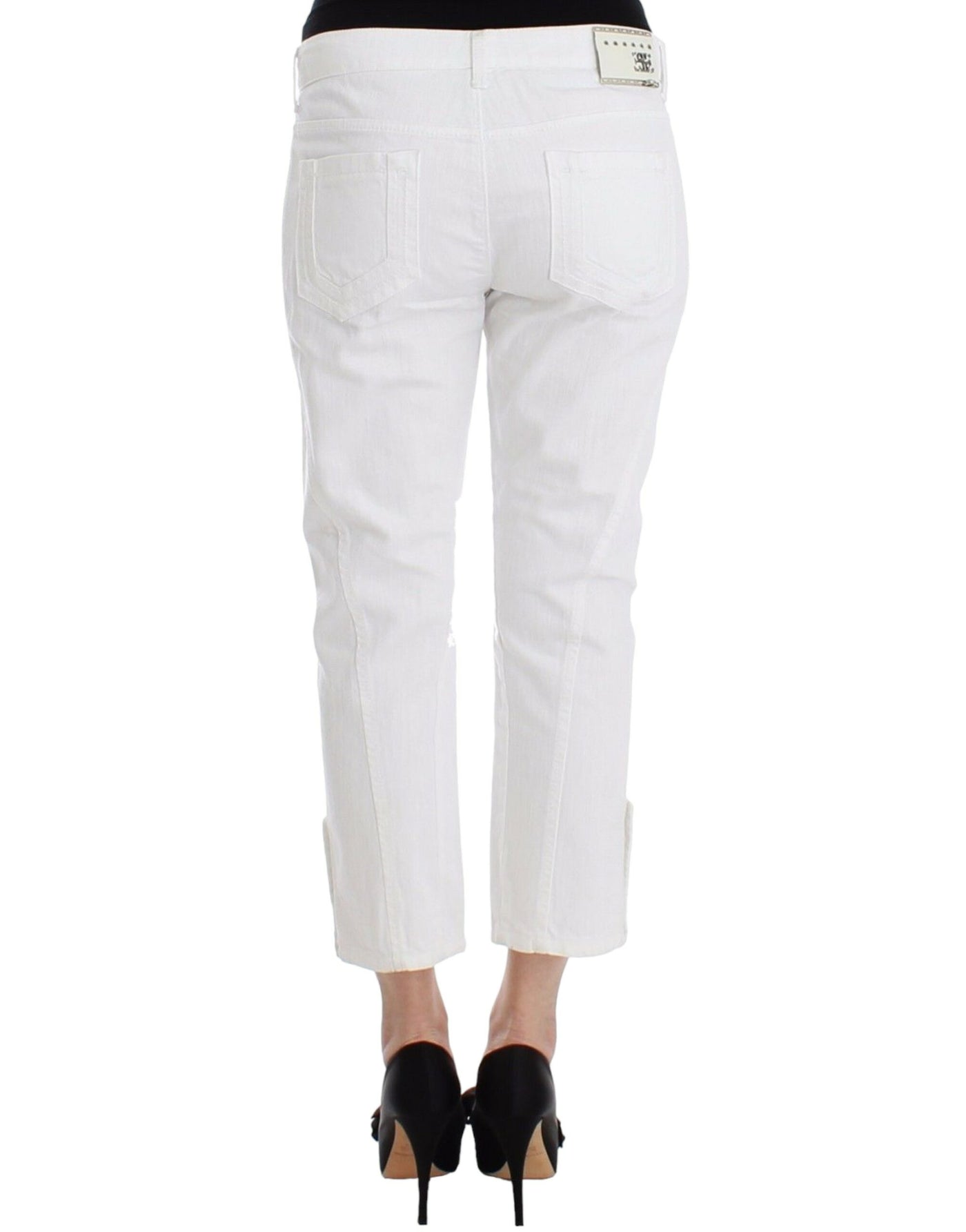 Ermanno Scervino Weiße Cropped Jeans Denim Hosen Branded Capri