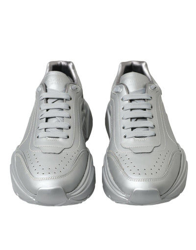 Dolce & Gabbana Silber DAYMASTER Leder Männer Casual Turnschuhe Schuhe