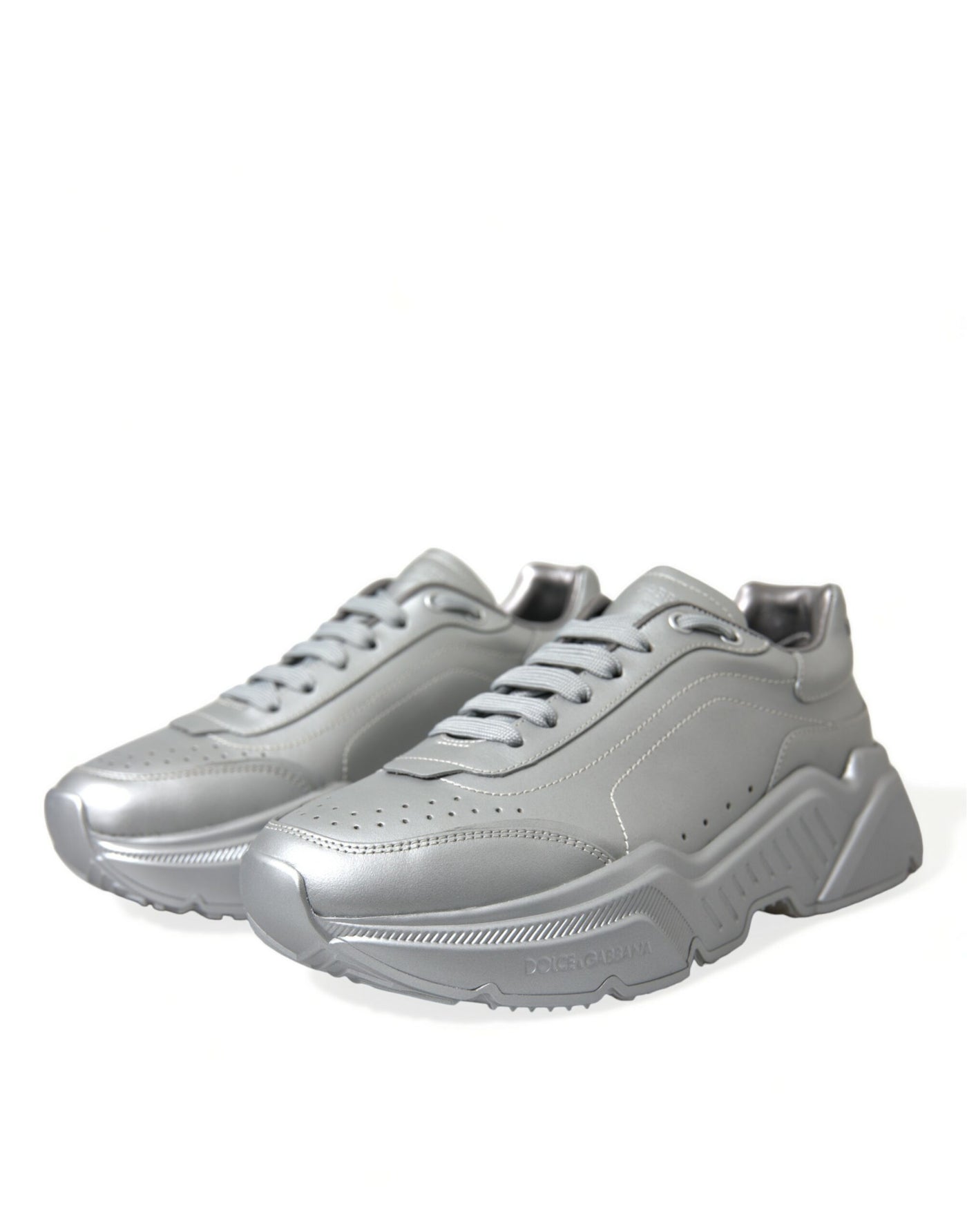 Dolce & Gabbana Silber DAYMASTER Leder Männer Casual Turnschuhe Schuhe