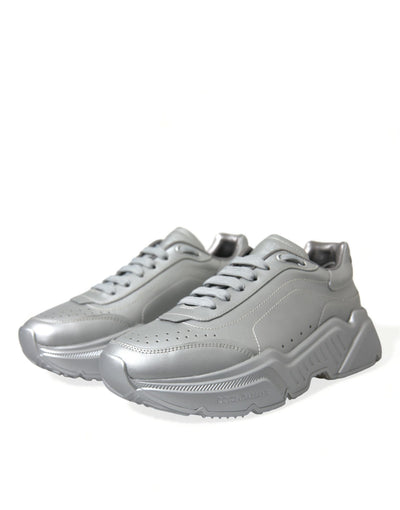 Dolce & Gabbana Silber DAYMASTER Leder Männer Casual Turnschuhe Schuhe