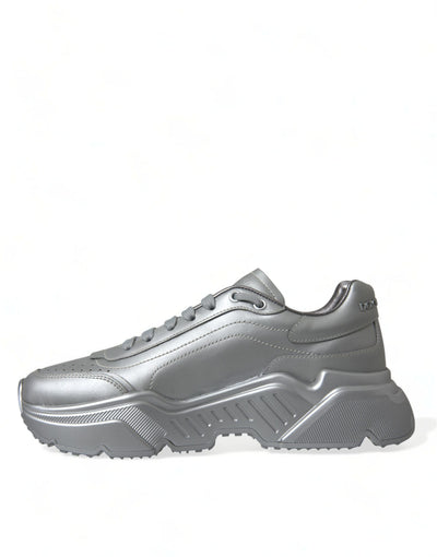 Dolce & Gabbana Silber DAYMASTER Leder Männer Casual Turnschuhe Schuhe