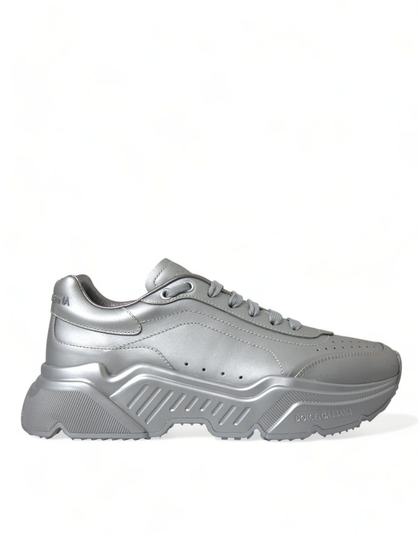 Dolce & Gabbana Silber DAYMASTER Leder Männer Casual Turnschuhe Schuhe