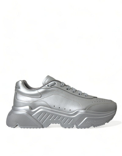 Dolce & Gabbana Silber DAYMASTER Leder Männer Casual Turnschuhe Schuhe