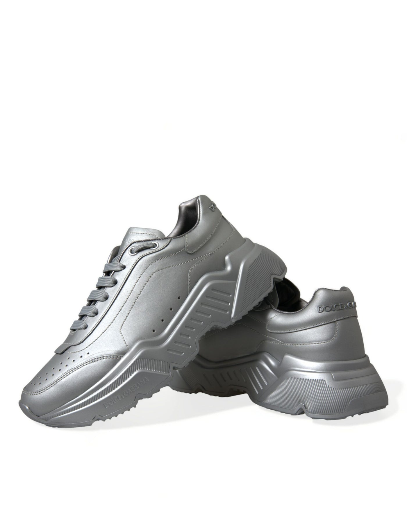 Dolce & Gabbana Silber DAYMASTER Leder Männer Casual Turnschuhe Schuhe