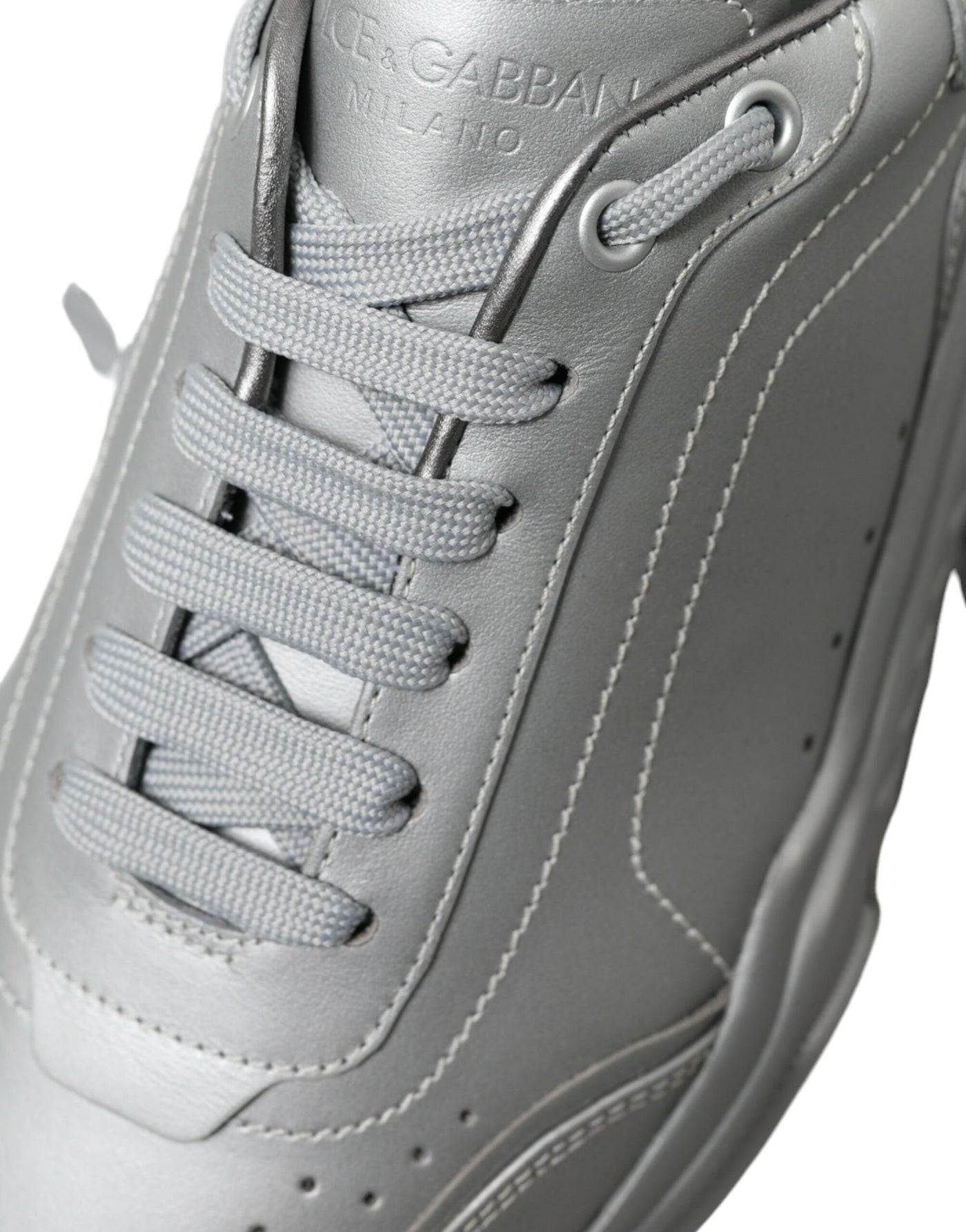 Dolce & Gabbana Silber DAYMASTER Leder Männer Casual Turnschuhe Schuhe