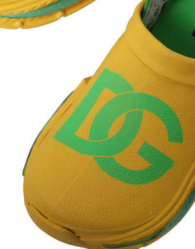 Dolce & Gabbana Gelb Grün Gummi Clogs Männer Pantoffeln Männer Schuhe