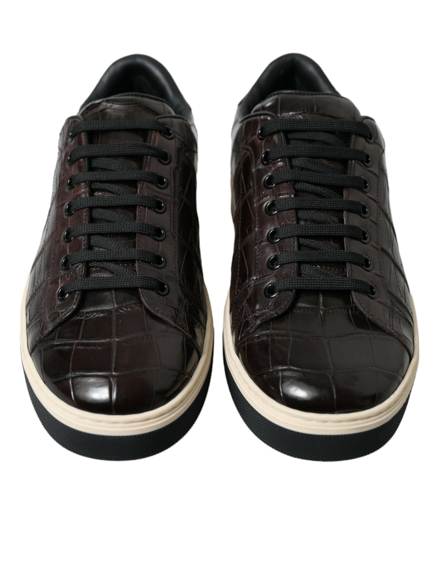Dolce & Gabbana Braun Kroko Exotische Leder Männer Casual Turnschuhe Schuhe
