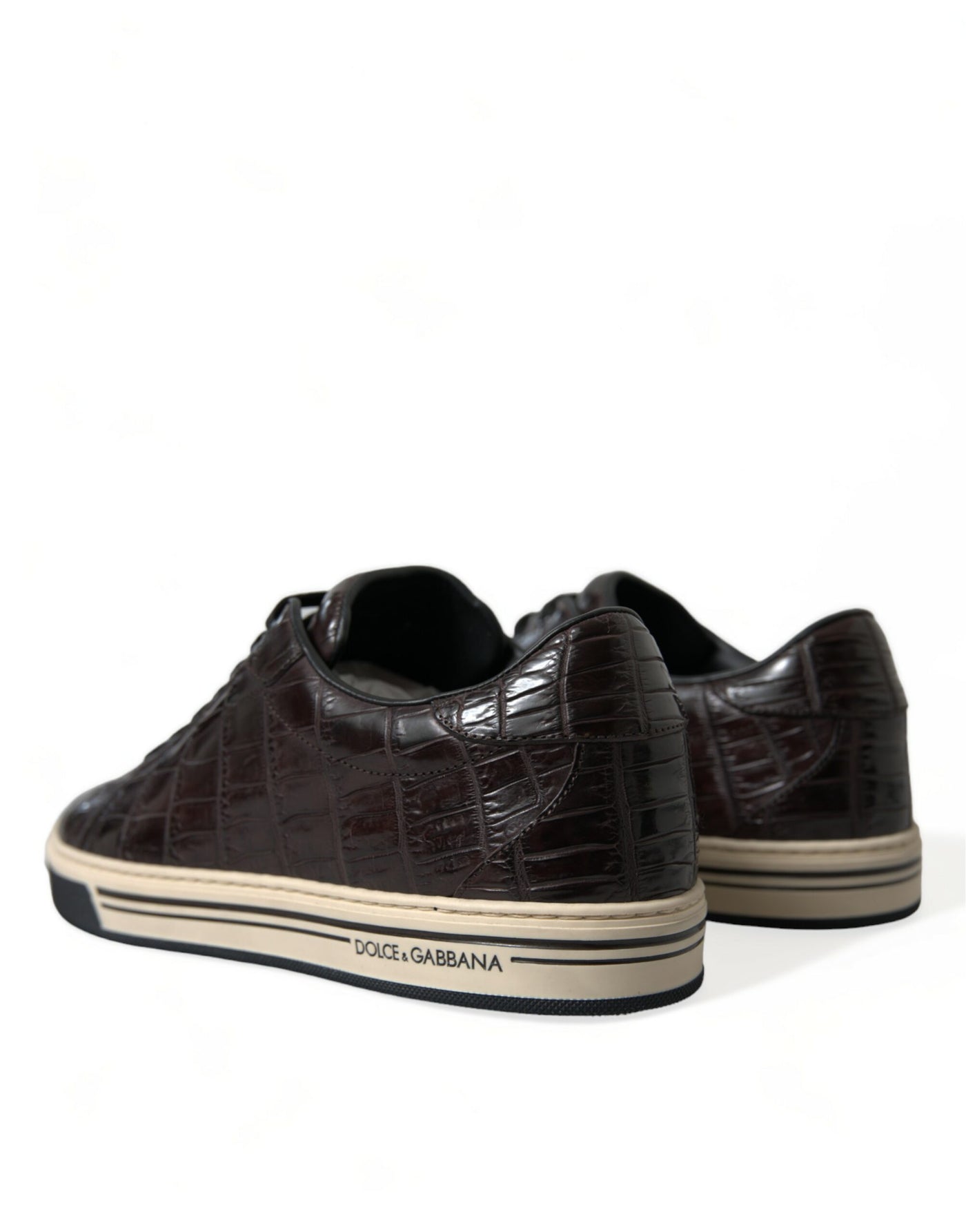 Dolce & Gabbana Braun Kroko Exotische Leder Männer Casual Turnschuhe Schuhe