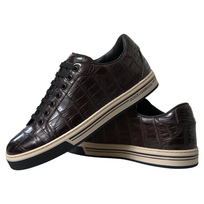 Dolce & Gabbana Braun Kroko Exotische Leder Männer Casual Turnschuhe Schuhe