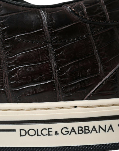 Dolce & Gabbana Braun Kroko Exotische Leder Männer Casual Turnschuhe Schuhe