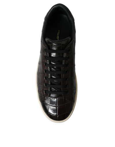 Dolce & Gabbana Braun Kroko Exotische Leder Männer Casual Turnschuhe Schuhe