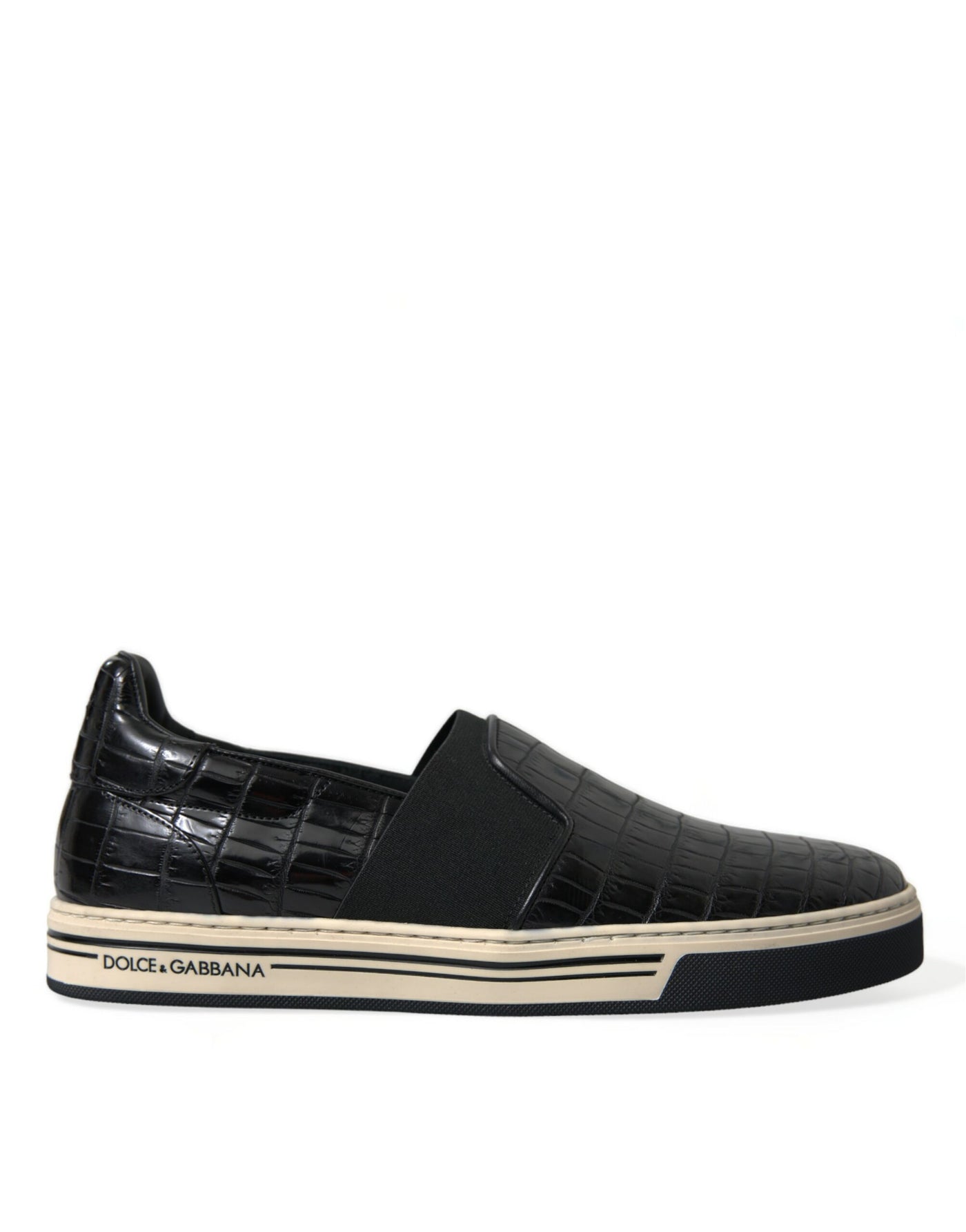 Dolce & Gabbana Schwarz Kroko Exotische Leder Turnschuhe Schuhe