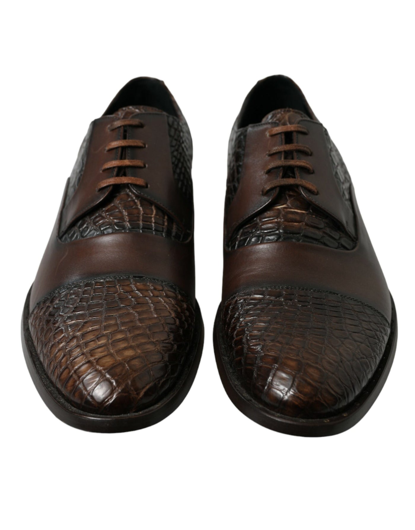 Dolce & Gabbana Braune Exotische Leder Schnürschuhe Oxford Dress Schuhe