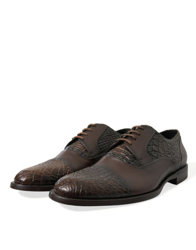 Dolce & Gabbana Braune Exotische Leder Schnürschuhe Oxford Dress Schuhe