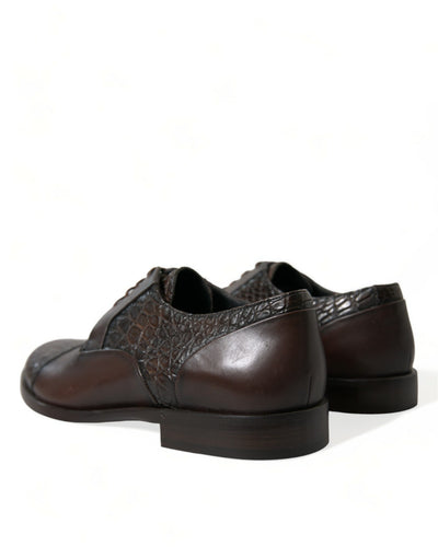 Dolce & Gabbana Braune Exotische Leder Schnürschuhe Oxford Dress Schuhe