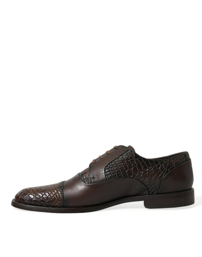Dolce & Gabbana Braune Exotische Leder Schnürschuhe Oxford Dress Schuhe