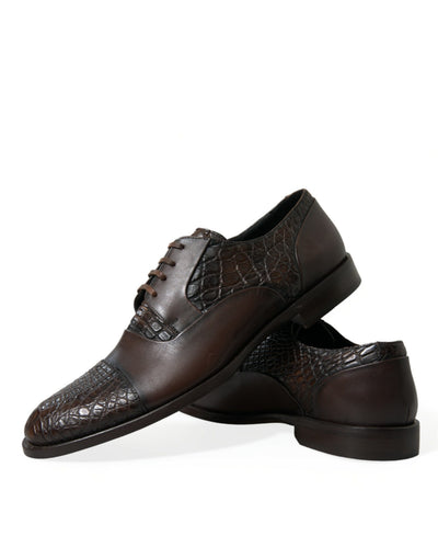 Dolce & Gabbana Braune Exotische Leder Schnürschuhe Oxford Dress Schuhe