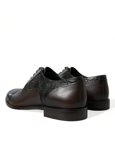 Dolce & Gabbana Braunes Exotisches Leder Formelle Herren Anzugschuhe