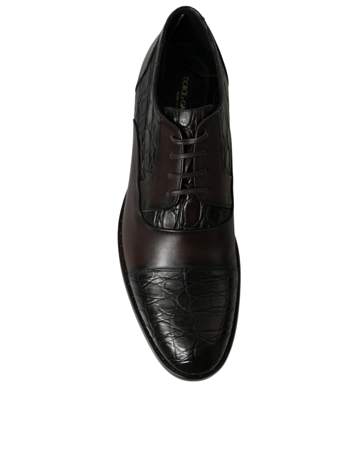 Dolce & Gabbana Braunes Exotisches Leder Formelle Herren Anzugschuhe
