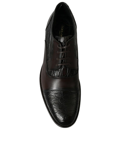 Dolce & Gabbana Braunes Exotisches Leder Formelle Herren Anzugschuhe