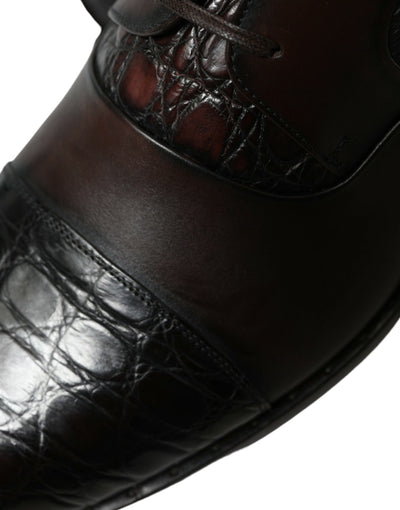 Dolce & Gabbana Braunes Exotisches Leder Formelle Herren Anzugschuhe