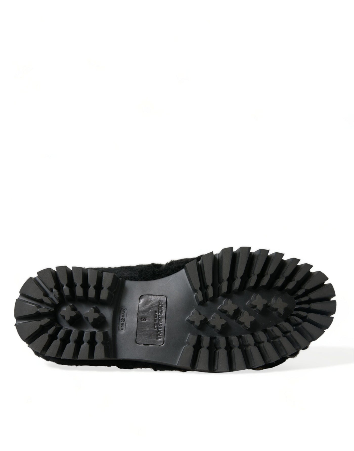 Dolce & Gabbana Schwarz Pelz Leder Hausschuhe Kleid Schuhe