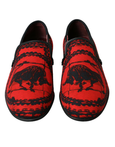 Dolce & Gabbana Rot Schwarz Torero Loafers Pantoffeln Männer Schuhe