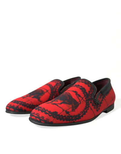 Dolce & Gabbana Rot Schwarz Torero Loafers Pantoffeln Männer Schuhe