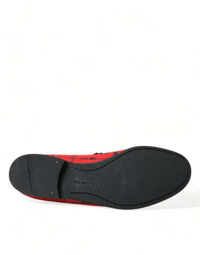 Dolce & Gabbana Rot Schwarz Torero Loafers Pantoffeln Männer Schuhe