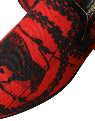 Dolce & Gabbana Rot Schwarz Torero Loafers Pantoffeln Männer Schuhe