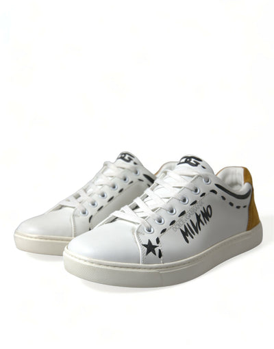 Dolce & Gabbana Weiß Leder LOVE Milano Männer Turnschuhe Schuhe