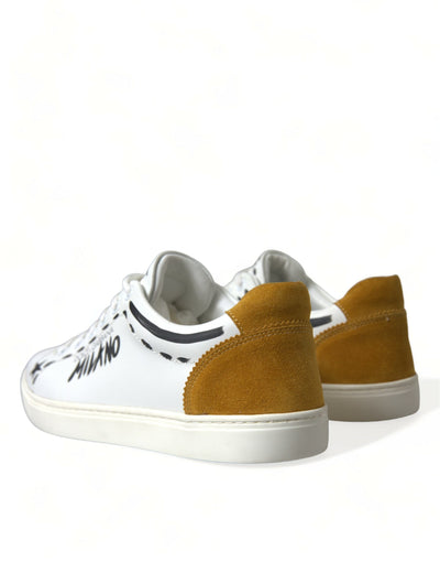 Dolce & Gabbana Weiß Leder LOVE Milano Männer Turnschuhe Schuhe