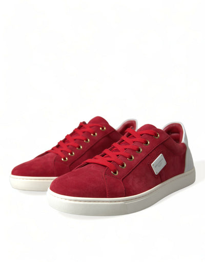 Dolce & Gabbana Rot Wildleder Leder Männer Low Top Turnschuhe Schuhe
