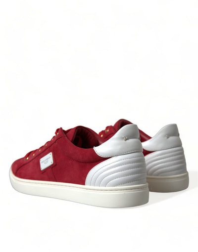 Dolce & Gabbana Rot Wildleder Leder Männer Low Top Turnschuhe Schuhe