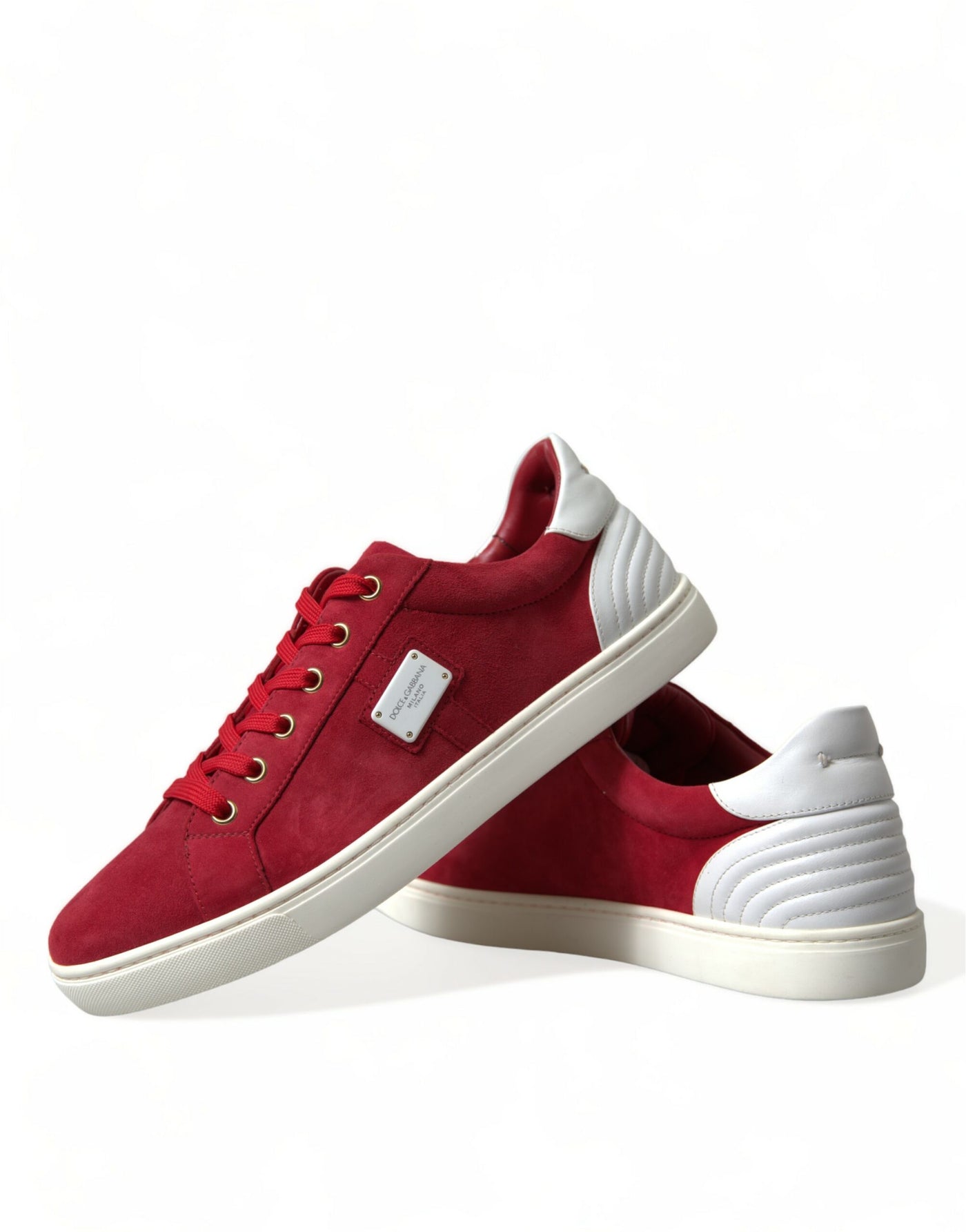 Dolce & Gabbana Rot Wildleder Leder Männer Low Top Turnschuhe Schuhe