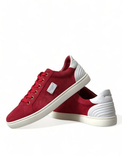 Dolce & Gabbana Rot Wildleder Leder Männer Low Top Turnschuhe Schuhe