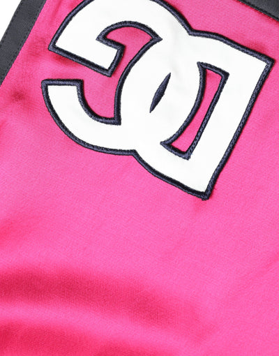 Dolce & Gabbana Rosa Viskose-Jersey-Logo-Shorts mit hoher Taille