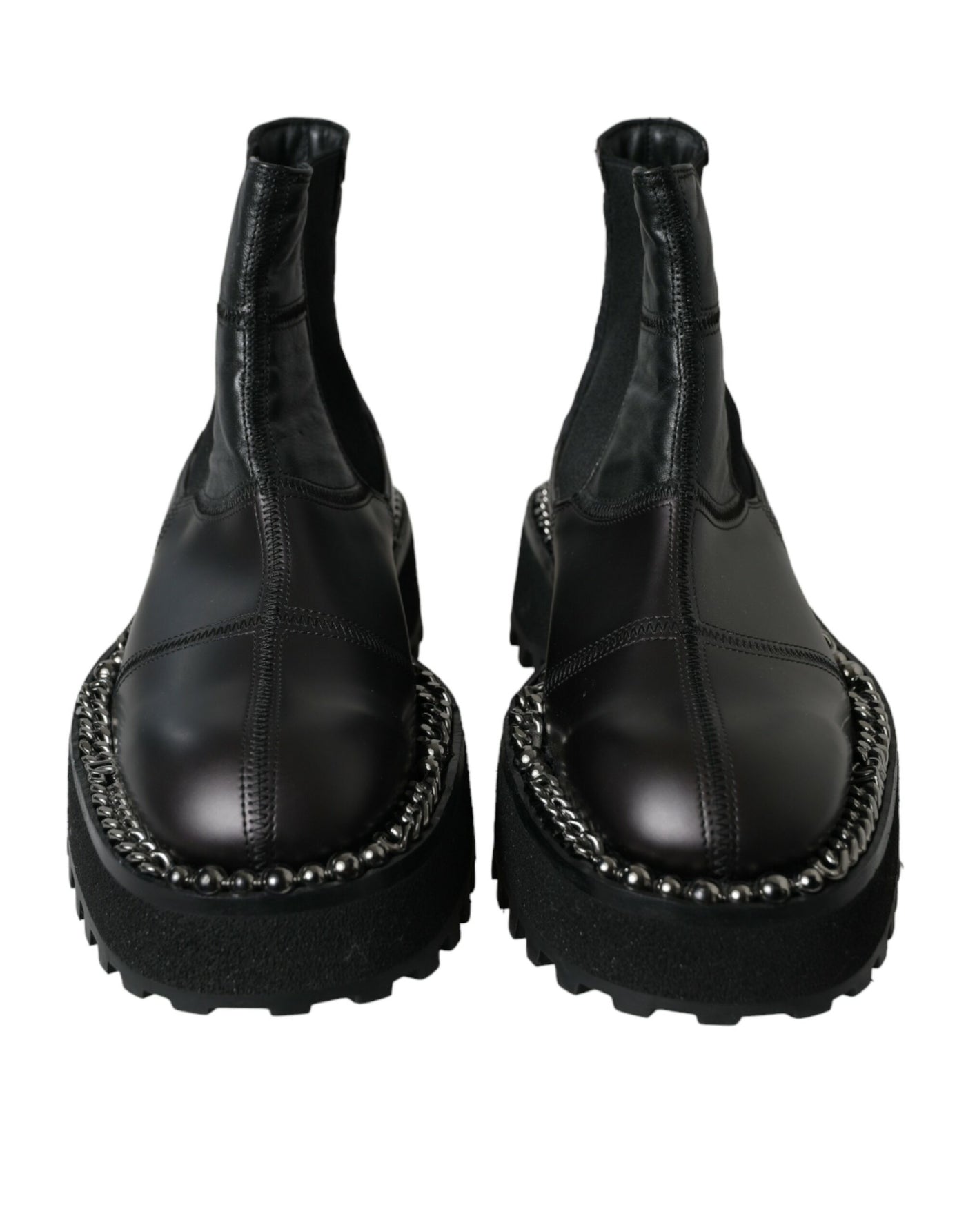 Dolce & Gabbana Schwarz Leder Slip On Stretch Chelsea Boots Schuhe
