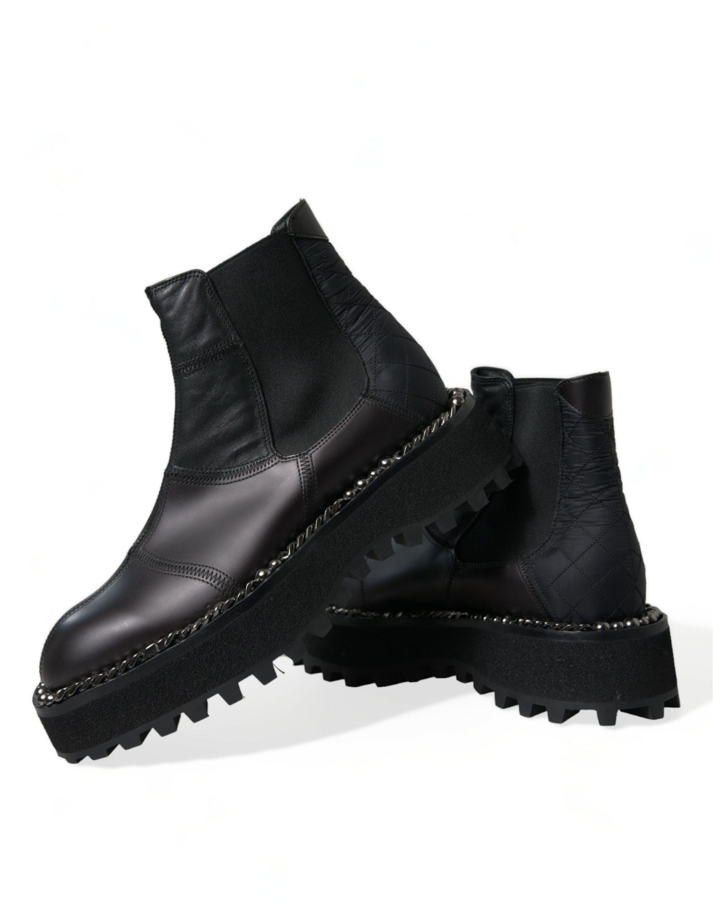 Dolce & Gabbana Schwarz Leder Slip On Stretch Chelsea Boots Schuhe