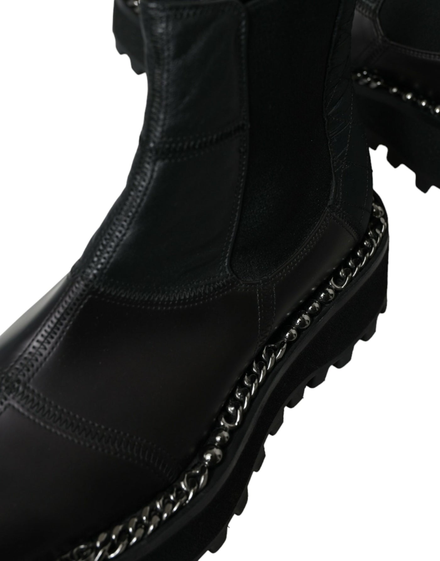 Dolce & Gabbana Schwarz Leder Slip On Stretch Chelsea Boots Schuhe