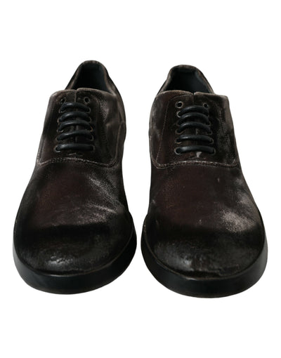 Dolce & Gabbana Brauner Samt Männer Lace Up Oxford Kleid Schuhe