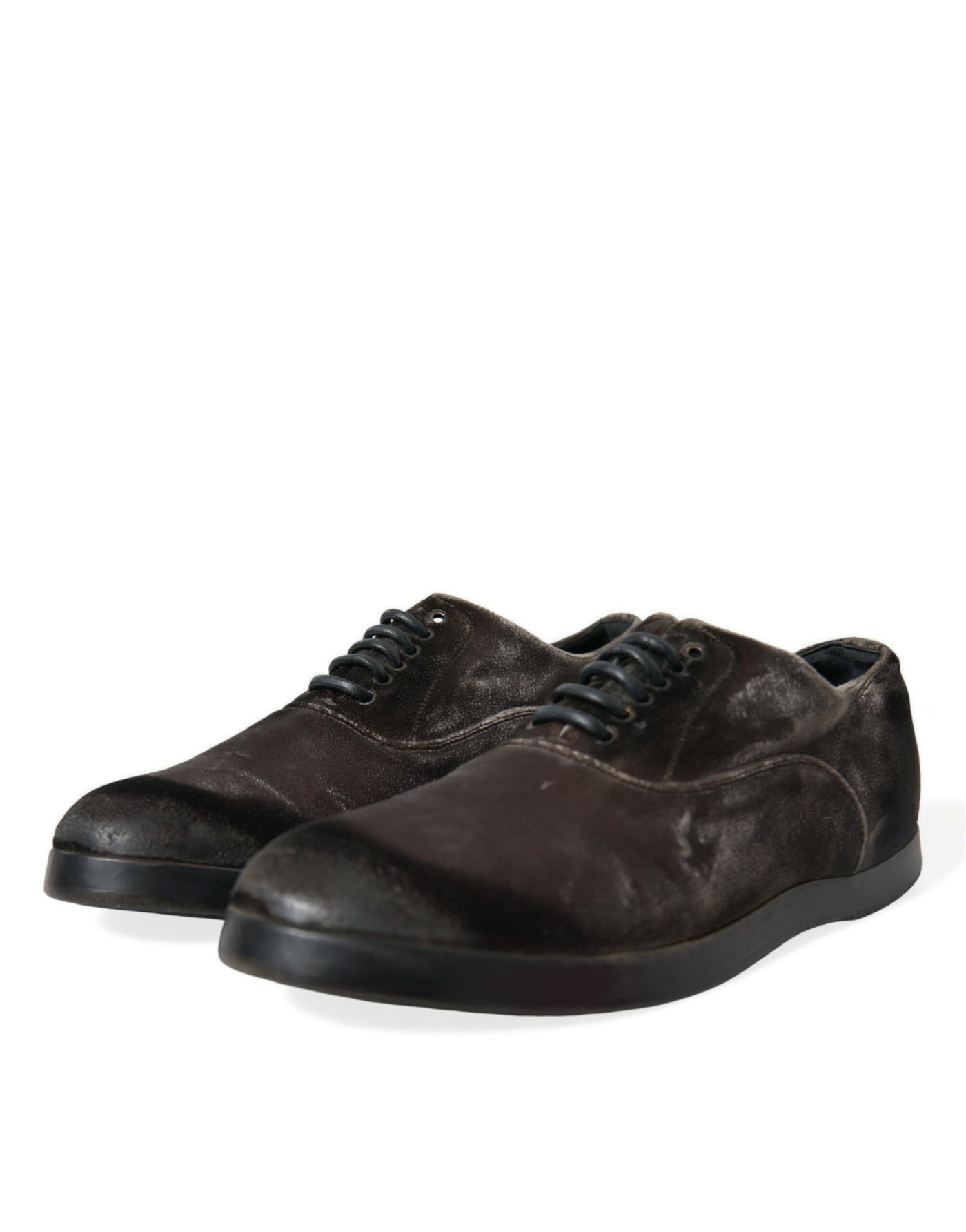 Dolce & Gabbana Brauner Samt Männer Lace Up Oxford Kleid Schuhe