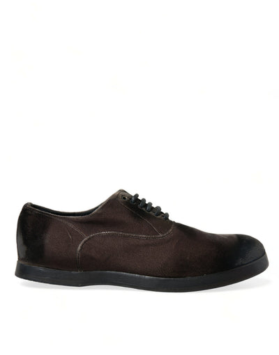 Dolce & Gabbana Brauner Samt Männer Lace Up Oxford Kleid Schuhe