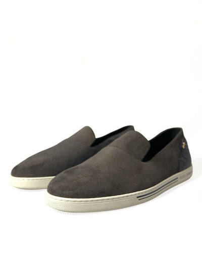 Dolce & Gabbana Blau Wildleder Kaiman Männer Loafers Pantoffeln Schuhe